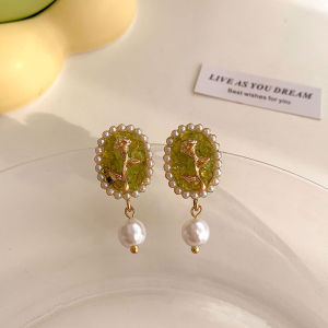 Green Stud Earrings for Women Fashion Flower S925 Earrings Elegant Ladies Stud Earrings for Party
