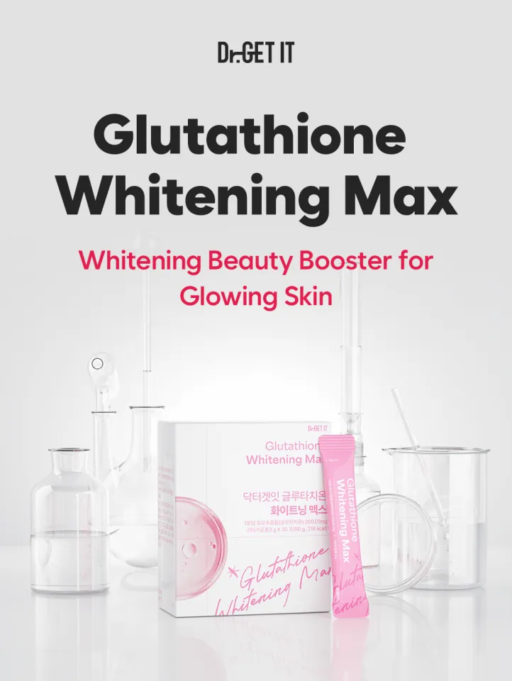 glutathione dr max Ready Stock Dr. GET IT Glutathione Whitening Max for Glowing Skin, Tone-Up  & Whitening, UV Protection with Collagen, Vitamin C, Hyaluronic Acid,  Elastin, & White Tomato (30 sticks)