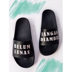 Sandal Pria Slide "BELUM LUNAS" Slip on selop TPR