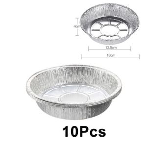 10PCS Aluminum Foil Tray Outdoor Portable BBQ Oilproof Disc Air Fryer Disposable Paper Liner