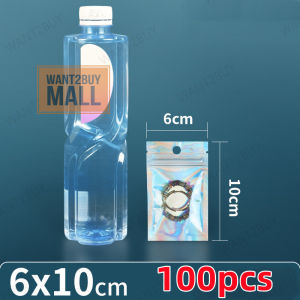 100pcs Colorful Flash Laser Gift Ziplock Bag Card Pvc Plastic Jewelry Packaging Sealed Storage Plastik Pocket Beg 镭射自封袋