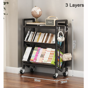 Mobile Bookshelf Multi Layer Trolley Cart Organizer Storage Rack Baby Snacks Mobile Storage Rack  For Study Room Office