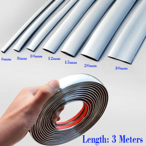 3 Meters Chrome Moulding Trim Car Door Protector Stickers Strip Bumper Grill Car Anti-Collision Tape Door Edge Guard Plate Bright Sticker