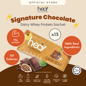 Heal Signature Chocolate Whey Protein Shake Dairy Based Powder (15 Sachets) - HALAL