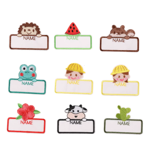 Embroidery Name Patches 9Pcs Adhesive Cartoon Name Sticker for Easy Use on School Bags and Everyday Use Items Decors