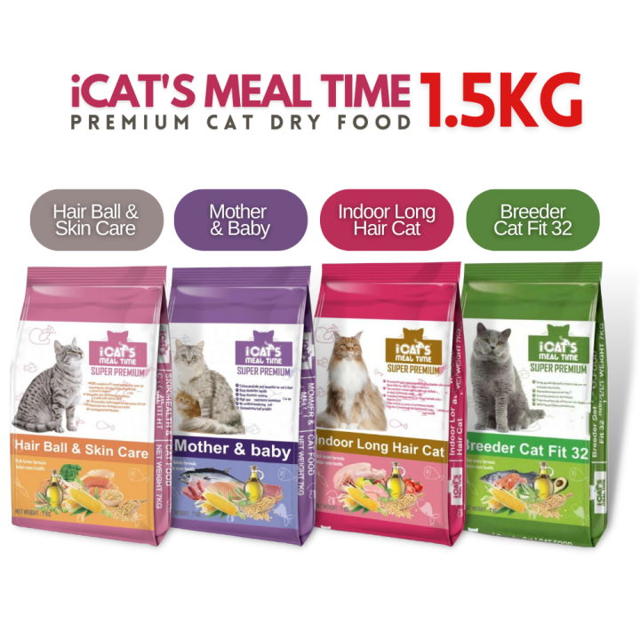 Original Packing 1.5Kg iCats Meal Time Cat Dry Food iCat s Cat