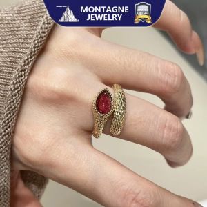 Montagne Jewelry 18k Pure Yellow Gold Ring for women Lucky Jewellery Natural 1.2 Carat Tourmaline rubellite Ring