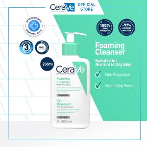 CeraVe Foaming Cleanser 236ml – Gentle Face Wash with Ceramide for Oily Skin [Pembersih Wajah Untuk Untuk Berminyak]