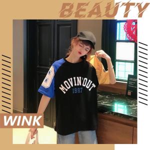 LH.Sunday เสื้อยืดสาวเท่แนวๆ แบบสีตัดกันที่ปลายแขน แบบชิคๆพร้อมลุยตลอดวัน