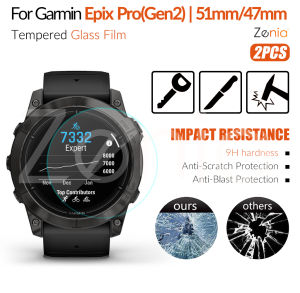 Zenia 2pcs Full Screen Protector Film for Garmin Epix Pro (Gen 2) Sapphire Standard 51mm 47mm HD 9H 2.5D Tempered Protective Glass Explosion-proof Anti Scratch Film Accessories Replacement