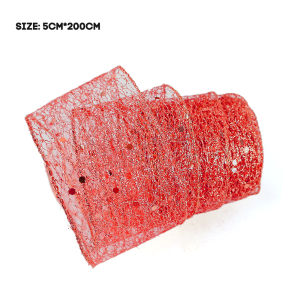 【Free Shipping】บรรจุภัณฑ์ของขวัญคริสต์มาสริบบิ้นสีทองของตกแต่งต้นไม้คริสต์มาสลายฉลุระยิบระยับสำหรับตกแต่งบ้าน2ม.