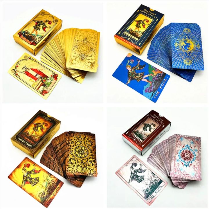 1 Deck Plastic Tarot Cards Waterproof Durable Rider Waite Gold Black ...