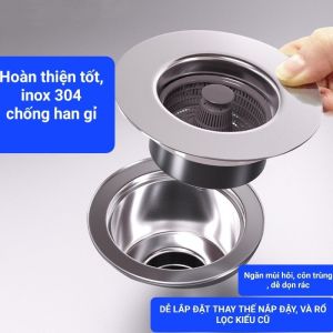 Bộ lọc rác bồn rửa bát đa năng 3 in 1 chất liệu inox 304. Giữ nước Chống côn trùng ngăn mùi hôi.