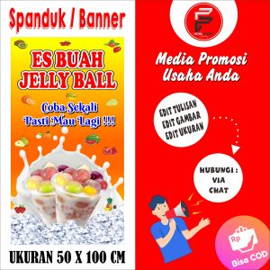 Banner Es Buah Jelly Ball / Banner Es jelly ball / Spanduk Jelly Ball Ukuran 50 x 100 cm
