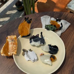 RENJE Acetic Acid Acetate Cat Hair Claw Pet Cartoon Shark Clip Creative Headdress Animal Hair Clip Girl