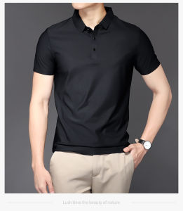 MISS K mens short sleeved t-shirt Korean version solid color casual business polo shirt size m-5xl"