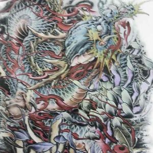 -มังกร #สติกเกอร์ลายสักกันน้ำขนาด21*15ซม.