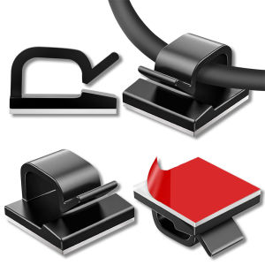 10Pcs Self-Adhesive Cable Management Clips Strong Cable Organizers Wire Clips Cord Holder for TV PC Ethernet Cable Under Desk Home Office