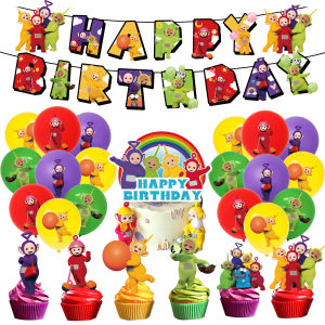 เทเลทับบี้ ตกแต่งงานเลี้ยงวันเกิด อุปกรณ์งานเลี้ยง จานกระดาษ กระดาษทิชชู่ ถ้วยกระดาษ ผ้าปูโต๊ะ ธง