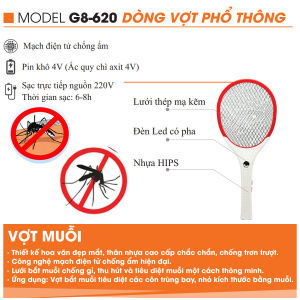 Vợt Muỗi chất lượng cao Nhựa ABS chống cháy  chống va đập  Đèn có pha Led ( Hàng Việt Nam Bảo Hành 12 Tháng Lỗi Đổi Mới )