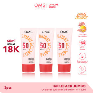 [TRIPLEPACK JUMBO!] OMG OH MY GLOW UV Barrier Sunscreen SPF 50 PA++++  60 ml - Sunscreen - Mencerahkan dengan kandungan Serum Vit B3+C+E - Cepat Meresap - Tidak Berminyak