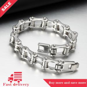 [COD] Punk Stainless Steel Bracelet Men Biker Bicycle Motorcycle Chain Bracelets 8.5