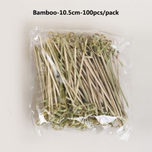 100PCS Bamboo Fruit Sticks Disposable Pearl Toothpicks Cocktail Sticks Skewers For Drinks Desserts