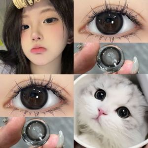 Fashion glasses Half-year natural brown large diameter 赠镜盒+2片】波波椰黑14.0 半年抛大直径学生自然黑瞳舒适水润眼镜 眼镜