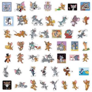 50PCS Tom Cat and Jerry Mouse Stickers Laptop Phone Scrapbook Diary Luggage Stationery Disney Sticker Kid Girl Toy gift