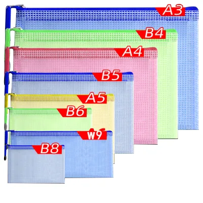 กระเป๋าใส่เอกสารซิปตาข่ายโปร่งใสกันน้ำคุณภาพสูงขนาด A3/A4/A5/B4/B5/B6/A6/W9/B8กระเป๋าซิปสำหรับโรงเรียนสำนักงานบ้านปากกาเดินทาง