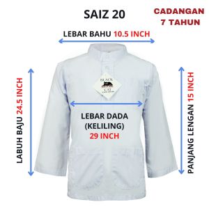 🔸Original Jenama Black Cat Baju Melayu Putih (Cotton) - BC013 / Baju Uniform Sekolah