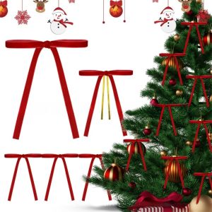 GAOSU 24Pcs Dây buộc cáp Nơ cây thông Noel Chất liệu nhung Bộ 24 món Nơ thủ công tự làm Dễ thương Dễ sử dụng Cà vạt nơ quà tặng Giáng sinh Trang trí Giáng sinh