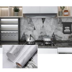 Harga Grosir - Stiker Marble Glossy Tebal / Wallpaper Lucu Anti Minyak / Wallpaper Dapur