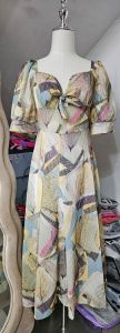 VIETNAM Summer Maxi Dress / Medium / Front Tie Knot