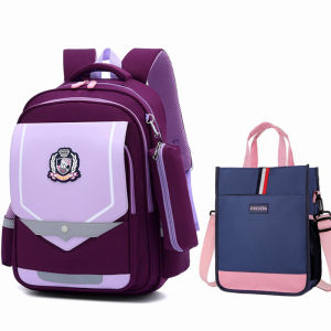 Gift pen bag+handbag Kawaii 1-3-6 Grade Children Orthopedics Backpack Waterproof School Bag For Kids Girls Boys Cute Schoolbag