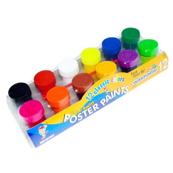 Color poster paints 12 color washable paint school supplies | Lazada PH