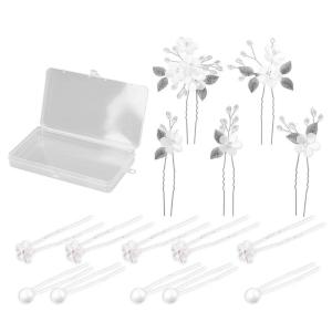 15Pieces Bridal Hair Pin Set with Pearls And Flower Design Elegant Wedding Hair Accessories For Bride Bridesmaid