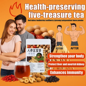 🏋️‍♂️ Alpha Male Herbal Tea – Ginseng+Maca+5 SuperHerbs ✨ Energy & Stamina Boost Ginseng Five Treasures Tea Ginseng Mulberry Black Wolfberry Tea 人参五宝茶