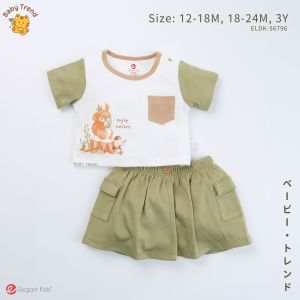 Elegant Kids ชุดเด็กผู้หญิง 12เดือน-3ขวบ ชุดเสื้อแขนสั้นพร้อมกระโปรงสั้น ลายแคมปิ้ง Collection | Babytrend