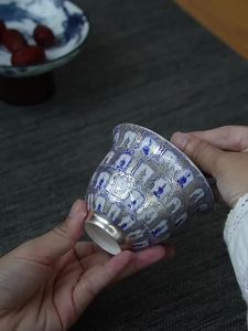 Kirilgu Ceramics Gilded Silver Buddhas Gaiwan Dragon Handmade Household Kung Fu Tea Set Tea Bowl Tea Cup Tea Tureen Pot Gift 8K3Q7