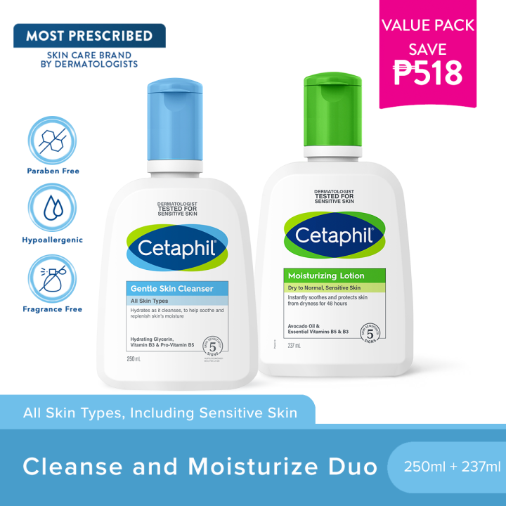 Cetaphil Cleanse and Moisturize Kit (Gentle Skin Cleanser - 250ml ...