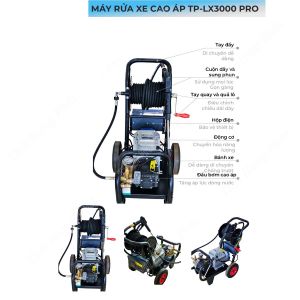 Máy rửa xe cao áp bán công nghiệp toàn phát tp-lx3000pro công suất 3000w piston sứ 20mm