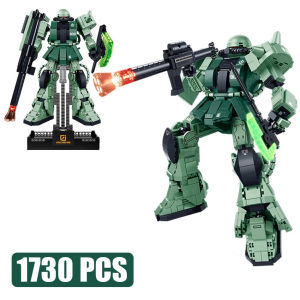 1730pcs Thiên giáp cơ học Zakude Mô hình MOC Khối xây dựng Mecha Robot Hình ảnh Anime với ánh sáng LED DIY Gạch Đồ chơi cho trẻ em Quà tặng Tương thích với LEGO
