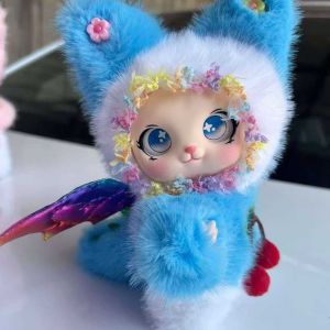 DUENDE with Wings Rabbit Plush Doll Pendant Soft Plush Anime Keychain Vinyl Bunny Keychain Exquisite with Flower Plush Bunny Ornaments Backpack Pendant