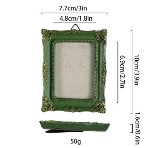 ECOCOKU Resin Baroco Style Photo Frame Green Mini Picture Frame Ornaments Creative Vintage Photo Display Holders Tabletop Wall Decor