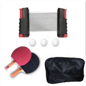 Portable Table Tennis Net Racket Set Ping Pong Set Telescopic Ping Pong Net Rack With 1Pair Table Tennis Paddle 4PCS Balls Kit