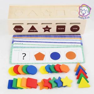 Montessori Wooden Shape Sorting Box/Color Shape Matching Toy/Magnetic Fishing Game/Early Learning Toy for Baby Kids