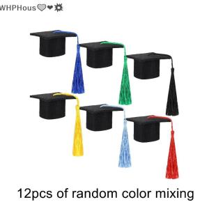 WP💓💛💖 Class of 2026 Mini Graduation Cap 12 Pieces Black School Graduation Party Table Decorative Student Favors