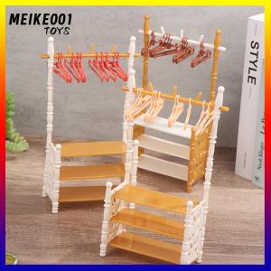 MEIKE001 1ชุด30ซม.ตุ๊กตาเสื้อผ้าแร็คเสื้อผ้า Organizer ไม้แขวนเสื้อสำหรับตุ๊กตากระเป๋าถือเสื้อผ้า