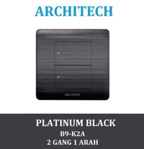 ARCHITECH PLATINUM B9-K2A BLACK Sakelar/Saklar/CETEK 2 Gang 1Arah LED